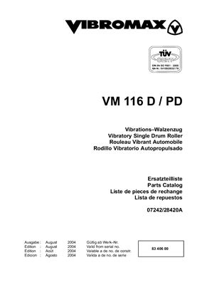 Каток вибрационный JCB Vibromax VM 116 D / PD, Parts Catalog (Каталог запасных частей)