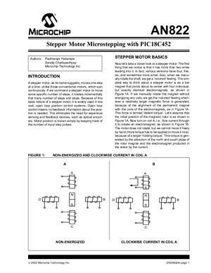 Stepper Motor Microstepping with PIC18C452 Padmaraja Yedamale Sandip Chattopadhyay Microchip Technology Inc