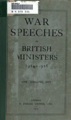 Военные речи британских министров. 1914-1916 гг