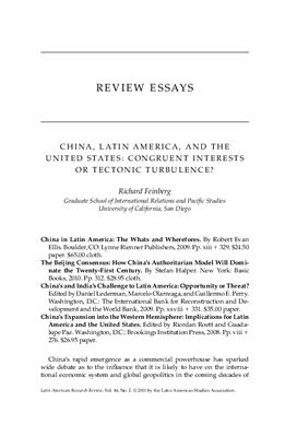 Feinberg Richard. China, Latin Аmerica, аnd the United States: Congruent interests or tectonic turbulence?