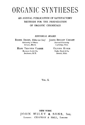 Organic syntheses. Vol. 01, 1921