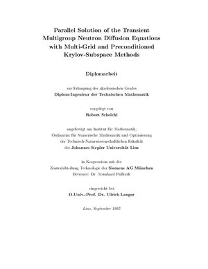 Диплом - Scheichl R. Parallel Solution of the Transient Multigroup Neutron Diffusion Equations with Multi-Grid and Preconditioned Krylov-Subspace Methods