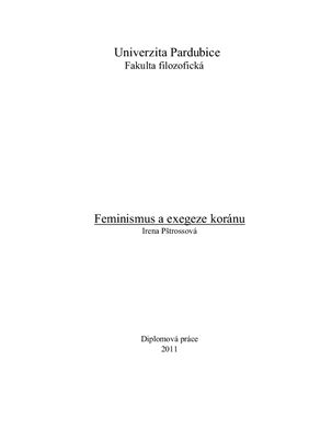 Pštrossová Irena. Feminismus a exegeze Koránu