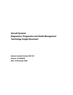Industry Canada Aircraft Systems Diagnostics Prognostics and Health Management Technology Insight Document