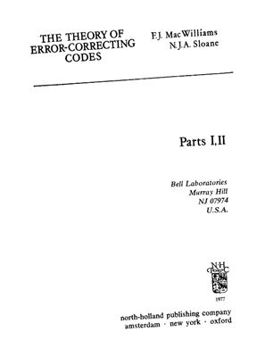 Теория кодов исправляющих ошибки мак вильямс ф слоэн н дж 1979
