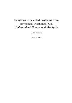 Honkela A. Solutions to Selected Problems on Independent Component Analysis