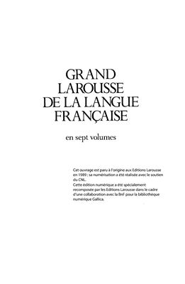 Gilbert L.(ред.), Lagane R.(ред.), Niobey G.(ред.), Grand Larousse de la langue française. Tom 5 (O-PSI)