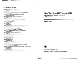 Peters E. Fractal Market Analysis: applying chaos theory to investment and economics