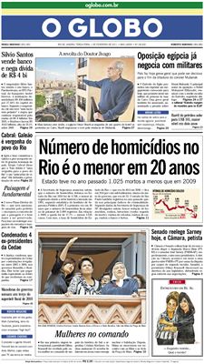 Jornal O Globo. 1 de fevereiro de 2011