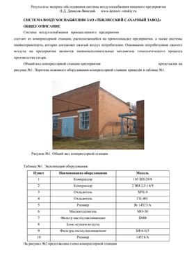 Денисов-Винский Н.Д. Отчёт по результатам экспресс-обследования источника сжатого воздуха пищевого производства