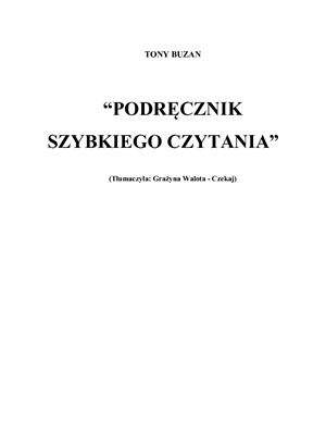 Buzan Tony. Podręcznik szybkiego czytania