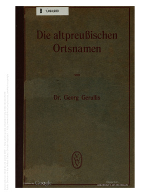 Gerullis Georg (Jurgis Gerulis). Die altpreußischen Ortsnamen