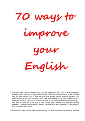 70 Ways to Improve Your English (70 советов для улучшения Вашего английского языка)
