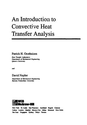 Oosthuizen P.H., Naylor D. Introduction to Convective Heat Transfer Analysis