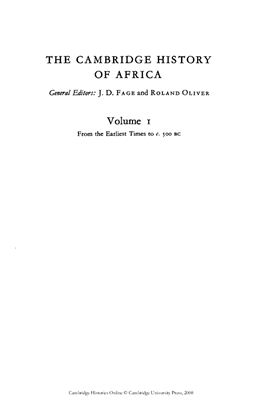 Clark J.D. The Cambridge History of Africa, Volume 1: From the Earliest Times to c. 500 B.C
