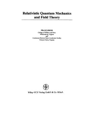 Gross F. Relativistic quantum mechanics and field theory