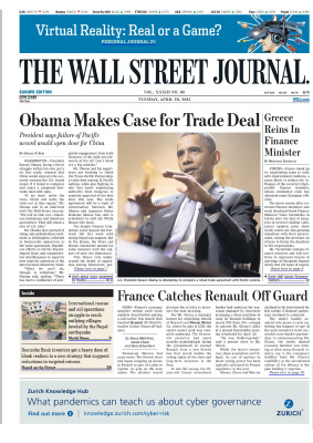 The Wall Street Journal 2015 №60 vol. XXXIII April 28 (Europe Edition)