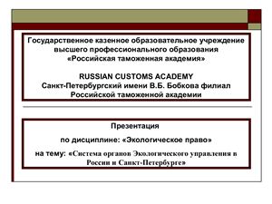 Система органов экологического управления в России и Санкт-Петербурге
