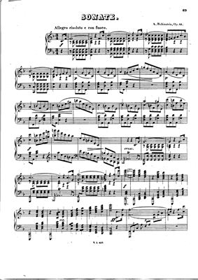 Рубинштейн А.Г. Соната для фортепиано №3 фа-мажор OP. 41