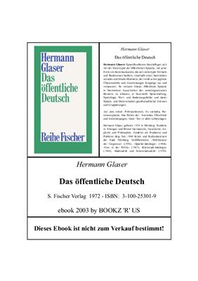 Glaser H. Das öffentliche Deutsch