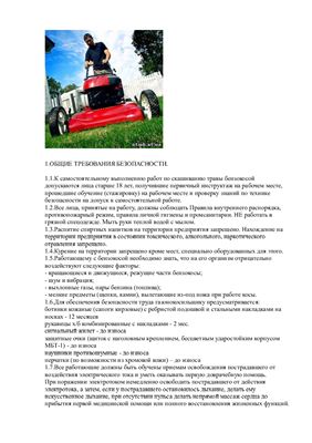 Инструкция по охране труда при выполнении работ по скашиванию травы бензокосой (газонокосилкой, работающей на бензине)