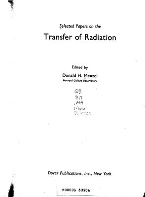 Menzel D.H. (editor) Selected Papers on the Transfer of Radiation