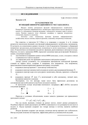 Букалов А.В. Структура и размерность функций информационного метаболизма