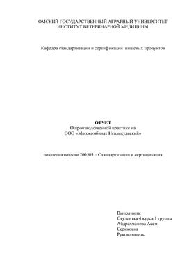 Отчет о производственной практике на ООО мясокомбинат Исилькульский