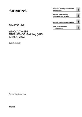 System Manual: Siemens SIMATIC HMI (WinCCv7.0: Scripting VBS, ANSI-C, VBA)