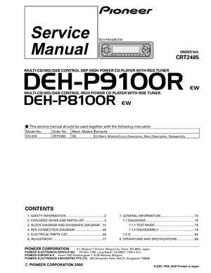 Автомагнитола PIONEER DEH-P9100R DEH-P8100R