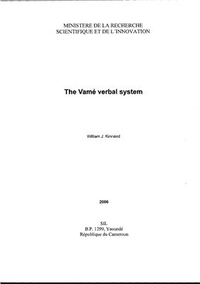Kinnaird J. William. The Vamé verbal system