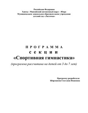 Ширманова С.И. Программа секции Спортивная гимнастика