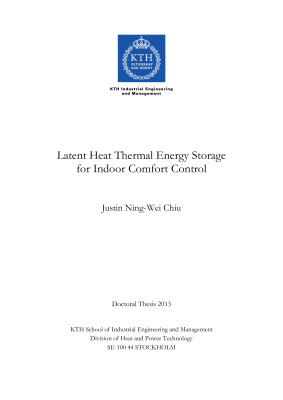 Justin N.W.C. Latent Heat Thermal Energy Storage for Indoor Comfort Control (Теплоаккумулирование скрытого тепла для контроля комфорта внутри помещения)