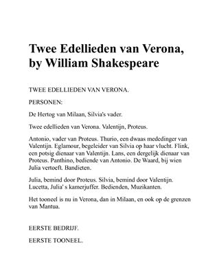 Shakespeare William. Twee edellieden van Verona