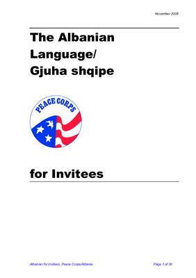 Peace Corps. The Albanian Language / Gjuha shqipe for Invitees