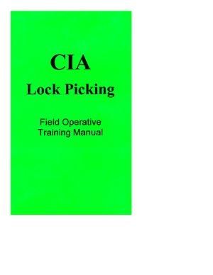 Central Intelligence Agency. Lock Picking (Руководство по открыванию замков)
