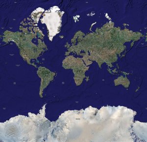Политическая карта мира. Спутниковая съемка