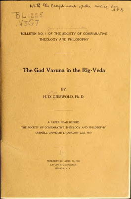 Griswold H.D. The God Varuna in the Rig-Veda