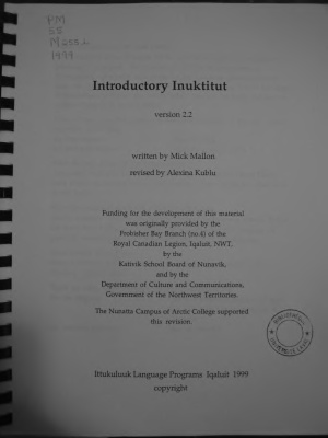 Mallon M. Introductory Inuktitut