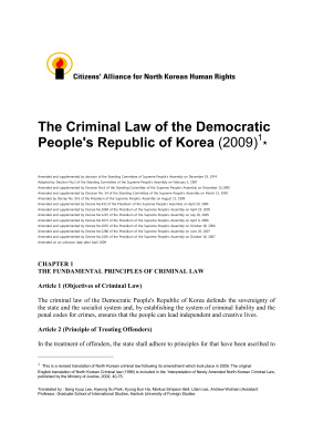 The Criminal Law of the Democratic People's Republic of Korea