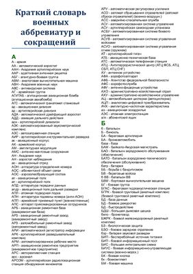 Справочник - Краткий словарь военных аббревиатур и сокращений