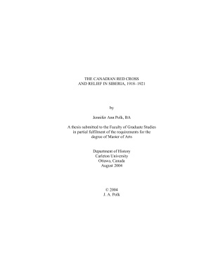 Polk J.A. The Canadian Red Cross and relief in Siberia, 1918-1921: A thesis submitted to the Faculty of Graduate Studies in partial fulfillment of the requirements for the degree of Master of Arts