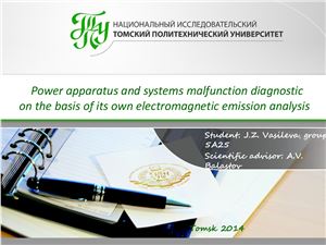 Power apparatus and systems malfunction diagnostic on the basis of its own electromagnetic emission analysis