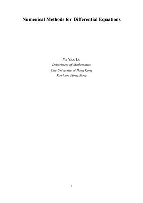 Yan L. Numerical Methods for Differential Equations