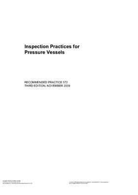 API RP 572-2009 Inspection Practices for Pressure Vessels