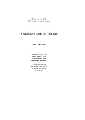 Špehonja Nino Vocabolario Nediško - Italiano (Nediški besednjak)