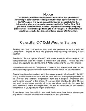 Caterpillar C-7 Cold Weather Starting