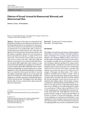 Cerny Jerome A., Janssen Erick. Patterns of sexual arousal in homosexual, bisexual, and heterosexual men