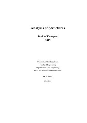 Baeck Ernst. Analysis of Structures. Book of Examples