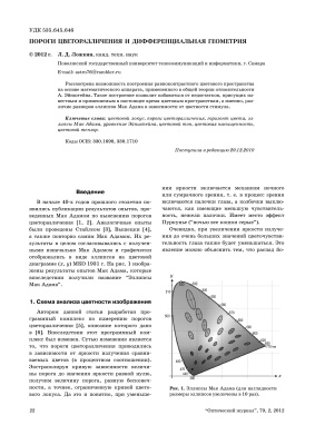 Ложкин Л.Д. Пороги цветоразличения и дифференциальная геометрия